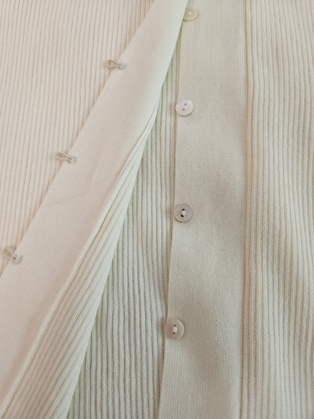 Zara Ribbed Knit Long Cardigan Dress Cream Off-White Button Down Size Medium - Picture 8 of 13